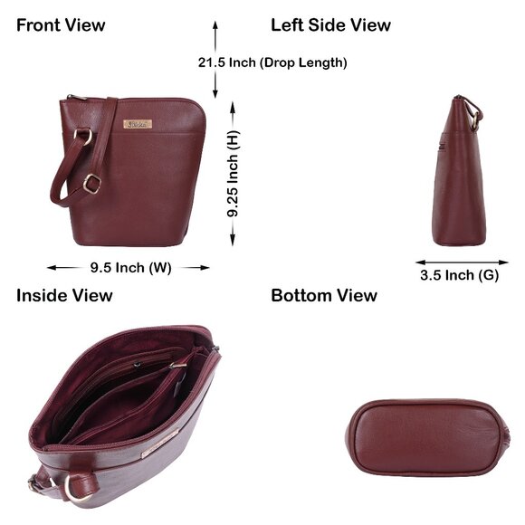 Cherry Red Leather Crossbody Sling Bag for Women – Over The Shoulder Belt Purse - Picture 3 of 10